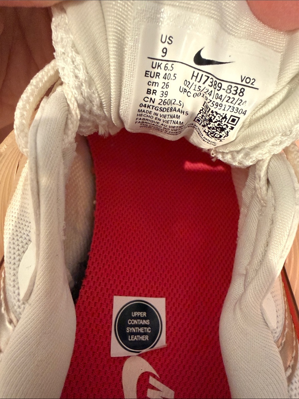 Nike Women's White, Metallic Rose Gold & Pink Athletic Sneakers - Picture 5 of 5